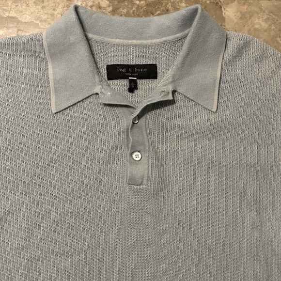 rag & bone Other - Rag & Bone Harvey Polo Shirt Mens Large Green Short Sleeve Split Hem Knit